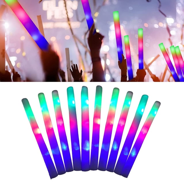 Color (10 Pack) Light UpGlow Sticks Colorful Sponge Glow Sticks Foam Sticks Concert Bar Stick Sticks Tube Soft Glow