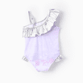thumbnail image 2 of Disney Disney Frozen Elsa 1pc Toddler Girl Character Full Body Gradient Smudge Pattern Glossy Material Ruffle UPF 50+ Swimsuit, 2 of 8
