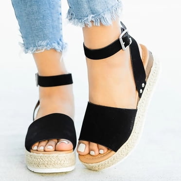 Jienlioq Liquidation Sandales pour Femmes Femme Sandales d'Été Bout Ouvert Décontractées à Plateforme Compensée Chaussures Décontractées en Toile Sélections Éclair