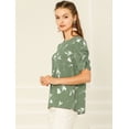 thumbnail image 4 of INSPIRE CHIC Haut Floral Élégant pour Femme à Manches Courtes Froncées, Coupe Régulière, 4 of 4