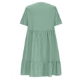 thumbnail image 4 of Meichang Robes d'Été pour Femmes à Col en V, Tuniques Plissées à Volants, Ourlet Superposé, Robe Décontractée Unie, T-Shirts, Robe d'Été à Manches Courtes, Robes Fluides pour Femmes, 4 of 9