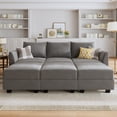 thumbnail image 1 of HONBAY Canapé Sectionnel Convertible en Velours avec Lit et Rangement pour Ensembles de Meubles de Salon, Gris Perle, 1 of 7
