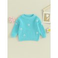 thumbnail image 2 of FOCUSNORM Chandail pour Filles Manches Longues Col Rond Fleur Chaud Hiver Vêtements Décontractés Quotidiens, 2 of 9