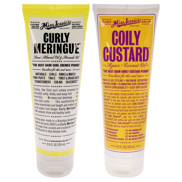 Coily Kit de Crème Anglaise et de Meringue Bouclée par Miss Jessies pour Unisexe - Kit 2 Pcs Émulsion 8,5 Oz, Crème 8,5 Oz