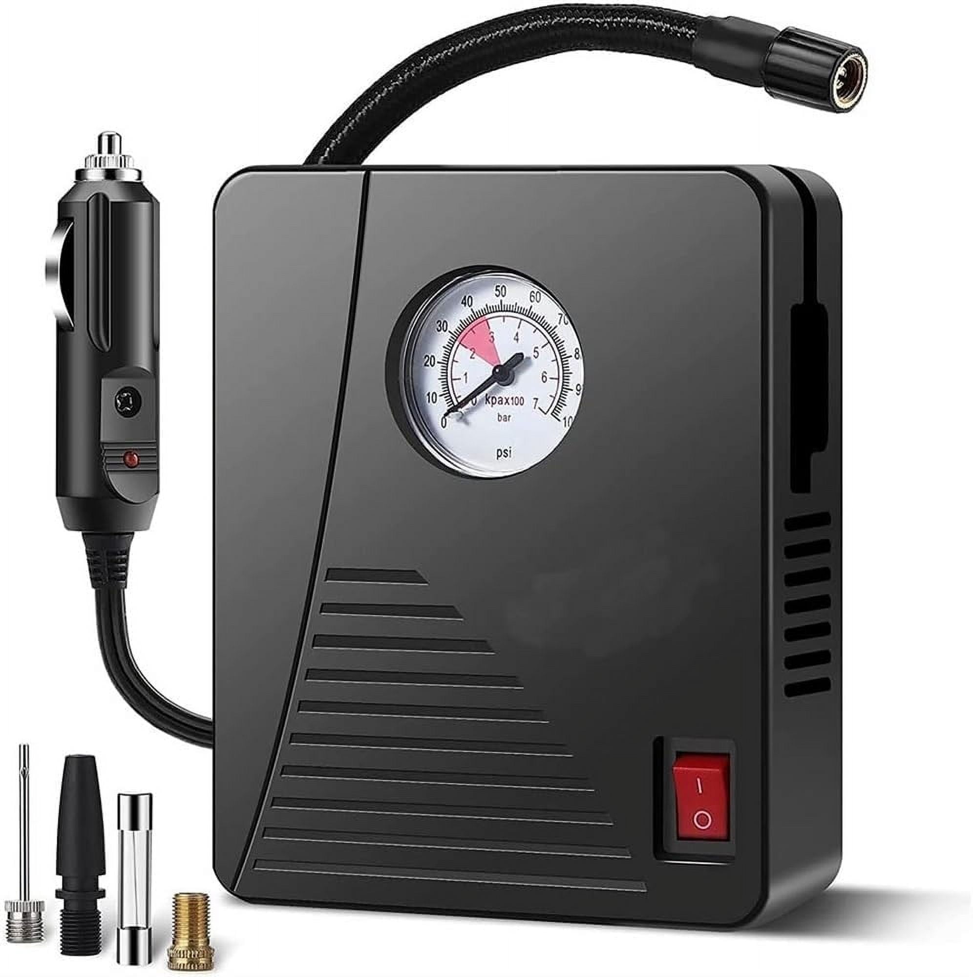 EcoNesxp LED Tire Inflator Portable Classic Pressure Gauge and Emergency Basketball and Other Inflating Equipment DC Automatic Air Pump Car Tire