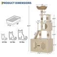 thumbnail image 3 of QinaQin Cat Tree Tower with Scratching Post, Hammock, Feeding Station and Hidden Storage, Extra Large Wood Finish, 3 of 8