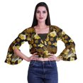 thumbnail image 4 of Moomaya Printed Womens Crop Top Wrap Style Top Wear Ruffle Long Sleeve Casual Summer Blouse, 4 of 5