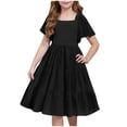 thumbnail image 3 of Jinhomg Robe d'Été pour Filles Décontractée à Smocks, Robes Bohèmes Fluides à Manches à Volants, Robe Midi à Étages Noire 12 Ans, 3 of 9