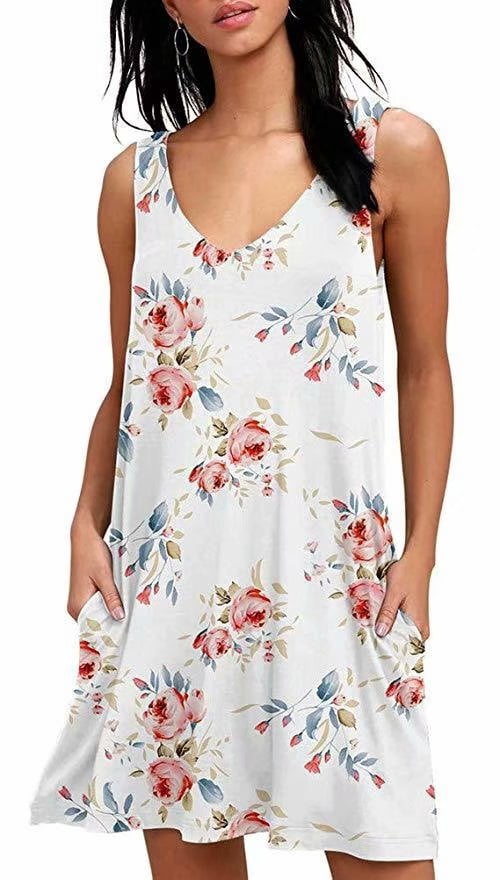 Robes T-Shirt Décontractées d'Été pour Femmes, Sortie de Plage, Robe Débardeur Plissée Unie