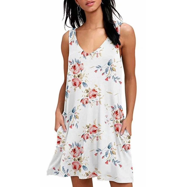 Robes T-Shirt Décontractées d'Été pour Femmes, Sortie de Plage, Robe Débardeur Plissée Unie