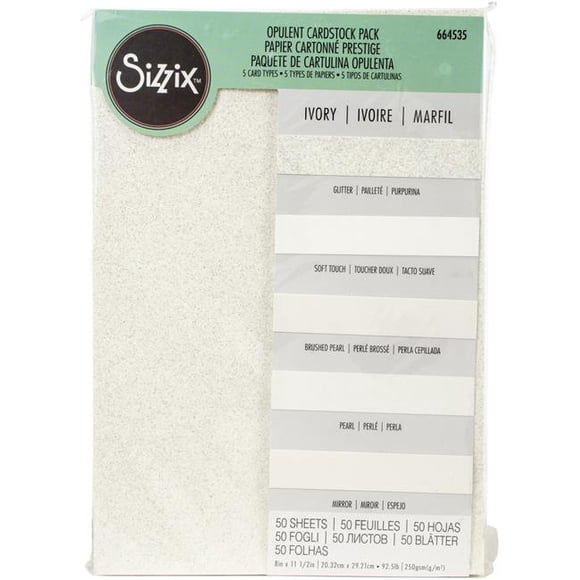 Sizzix 664535 8 x 11.5 in. Surfacez Opulent Cardstock Pack, Ivory - Pack of 50