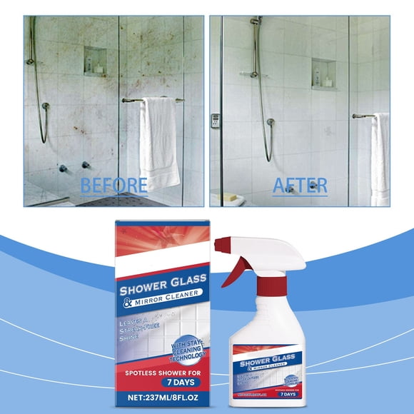 Glass Scale Cleaner for Shower Mirrors – Removes Stubborn Soap Scum, Scale, and Fog for 72 Hours, 237ml, Lemon Scent