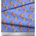 thumbnail image 2 of Soimoi Blue Cotton Cambric Fabric Leaves & Ranunculus Floral Decor Fabric Printed Yard 42 Inch Wide, 2 of 3