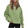 thumbnail image 1 of Half Zip Sweatshirt Women Plus Size Fleece Cropped Hoodies Pullover Fall Winter Warm Tops, 1 of 5