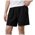thumbnail image 1 of Zanarzt Clothes Boys Shorts Comfortable Soft Breathable Pocket Drawstring Solid Color Shorts Black,5-6 Years, 1 of 4