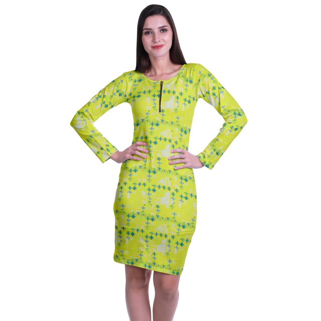 Moomaya Womens Full Sleeve Printed Midi Length Printed Bodycon Dress