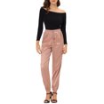 thumbnail image 2 of Unique Bargains Women's Drawstring Elastic High Rise Silky Satin Cargo Solid Pants Gray-Pink L, 2 of 6