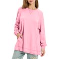 thumbnail image 2 of RXIRUCGD Sweat à Capuche à Manches Longues pour Femmes, Décontracté, Uni Patchwork, Col Rond, Rose, Taille: m, 2 of 7