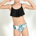 thumbnail image 2 of MIASHUI Maillot de Bain Deux Pièces pour Fille, Ensemble Bikini à Volants à Imprimé Graphique, Noir, 13-14 Ans, 2 of 8
