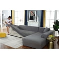 thumbnail image 3 of Stretch Durable L Shape Sofa Cover For 1 2 3 4 Seaters (Light Gray, 2 Seaters), 3 of 6