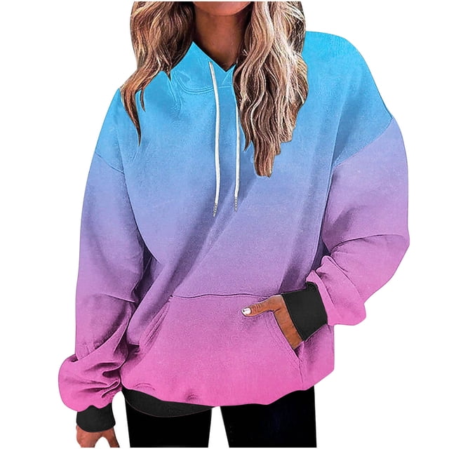 Besolor Oversized Sweatshirt for Women Fall Plus Size Long Sleeve Gradient Color Hoodies Baggy Clothes for Ladies