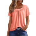 thumbnail image 2 of asjyhkr T-Shirts d'Été pour Femmes Col Rond Manches Courtes Légers T-Shirts Décontractés Mode Confortables Basiques, 2 of 6