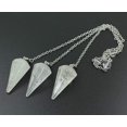 thumbnail image 2 of Angelstones Natural Gemstone Crystal White Quartz Hexagonal Pointed Reiki Chakra Pendant Pendulum, 2 of 3