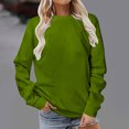 thumbnail image 2 of Dagegui Hauts Grande Taille pour Femmes Manches Longues Col Rond T-Shirt Couleur Unie Tunique Chandail Quotidien Vert Armée P, 2 of 5