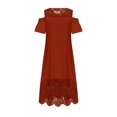 thumbnail image 3 of LSLJS Plus Size Women Sexy Ruffle Strapless Splicing Lace Splicing Short Sleeve Dresses, Plus Size Dress, 3 of 7