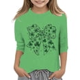 thumbnail image 1 of LUOGENLI T-Shirt pour Filles T-Shirt Graphique pour Filles Fête de la Saint-Patrick à la Mode Polyvalent Col Rond Manches 3/4 T-Shirt Décontracté Haut Chemises en Lin pour Filles Longueur Midi Vert 9-10 Ans, 1 of 4