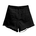 thumbnail image 4 of B91xZ Women Mid Rise Ripped Stretchy Jeans Casual High Waisted Denim Shorts Frayed Raw Hem Ripped Jeans Shorts,Black XL, 4 of 4