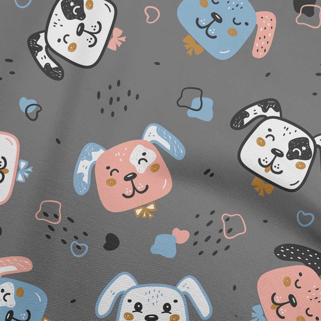 oneOone Cotton Flex Gray Fabric Kawai Craft Projects Decor Fabric Printed By The Yard 40 Inch Wide-RK