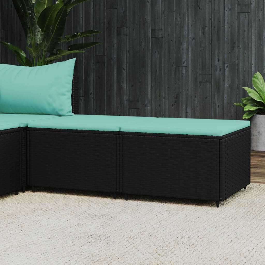 vidaXL Repose-Pieds de Jardin avec Coussins 2 Pcs Noir Rotin Poly