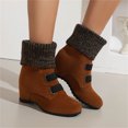 thumbnail image 2 of B91xZ Bottes à la Cheville pour Femmes avec Talon, Bottes de Neige à Enfiler Imperméables, Brun 9, 2 of 5