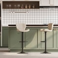 thumbnail image 2 of Walsunny Adjustable Bar Stools Set of 2 Leather Upholstered Swivel Counter Stools Counter Height Bar Stools with Large Base, Room Bar, Beige, 2 of 5