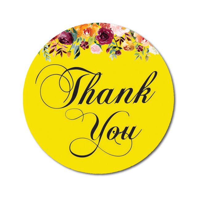 Darling Souvenir 45 Pcs Autocollants Floraux Ronds Jaunes Merci DIY Enveloppe Sceaux-1.6 Pouces