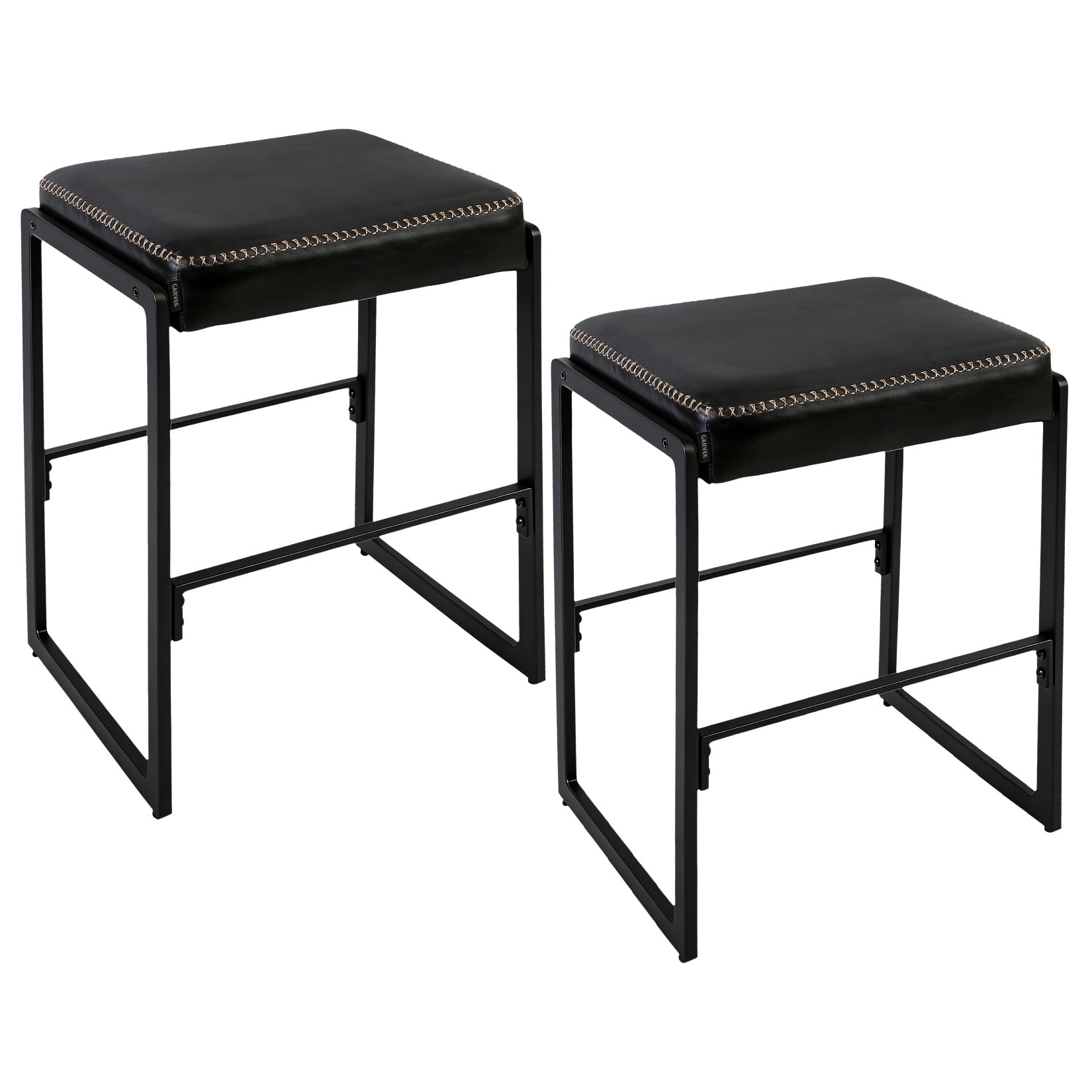 Bar Stools, Set of 2 Bar Chairs, Counter Height Bar Stools, 26 Inch Barstools with Footrest, PU Upholstered Kitchen Stools for Kitchen, Bar, Dining Room