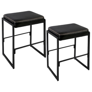 Bar Stools, Set of 2 Bar Chairs, Counter Height Bar Stools, 26 Inch Barstools with Footrest, PU Upholstered Kitchen Stools for Kitchen, Bar, Dining Room