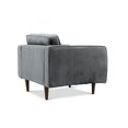 thumbnail image 4 of Conway Fauteuil à Accoudoirs Rembourré en Velours Gris, Dossier Coussiné, Style Mi-Siècle Moderne, 4 of 4