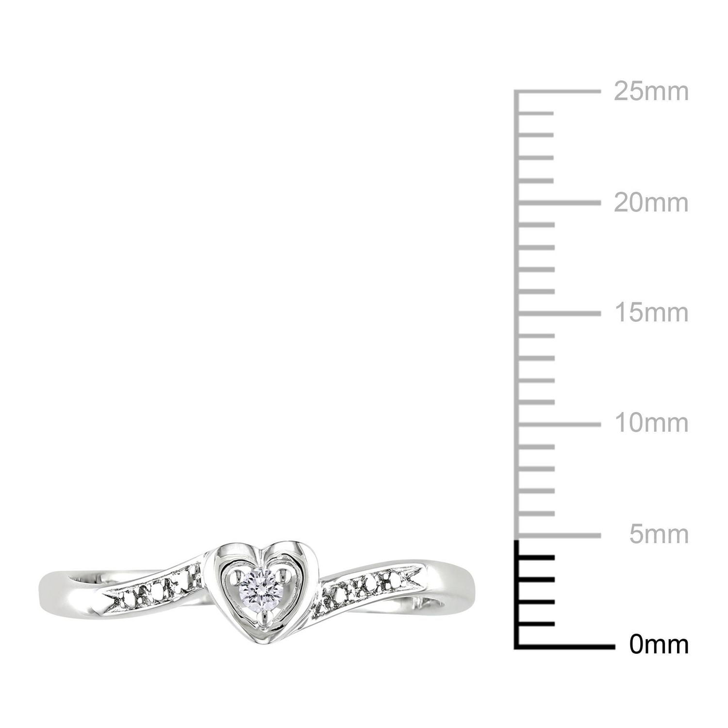 Bague de fiançailles Miabella en forme de cœur avec diamant en argent sterling
