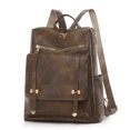 thumbnail image 2 of Kcodviy Ladies Solid Color Leather Snap Backpack Hat for Men Large Capacity Double Zipper Dog Backpack Casual Backpack, 2 of 6