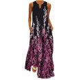 thumbnail image 2 of Lenago Grande Taille Robes pour les Femmes 2023 Femmes Décontracté en Vrac Imprimé Réservoir Robe de Plage V-Cou Poche Robe de Soleil Sans Manches Robes de Plage d'Été, 2 of 5