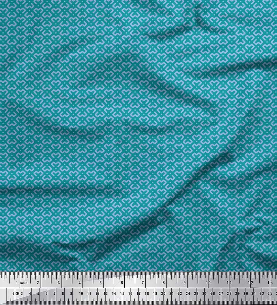 Soimoi Crepe Silk Fabric Dot & Geometric Small Fabric Prints by Yard 42 Inch Wide