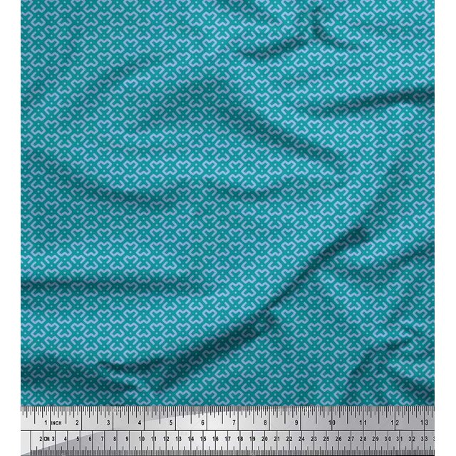 Soimoi Crepe Silk Fabric Dot & Geometric Small Fabric Prints by Yard 42 Inch Wide