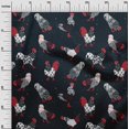 thumbnail image 3 of oneOone Cotton Poplin Navy Blue Fabric Rooster Cock Craft Projects Decor Fabric Printed By The Yard 42 Inch Wide, 3 of 4