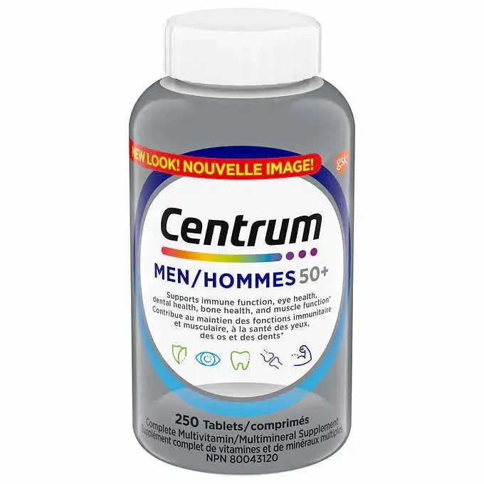 Centrum Complete Multivitamin for Men 50+ - 250 Tablets | Age-Defying Nutrition