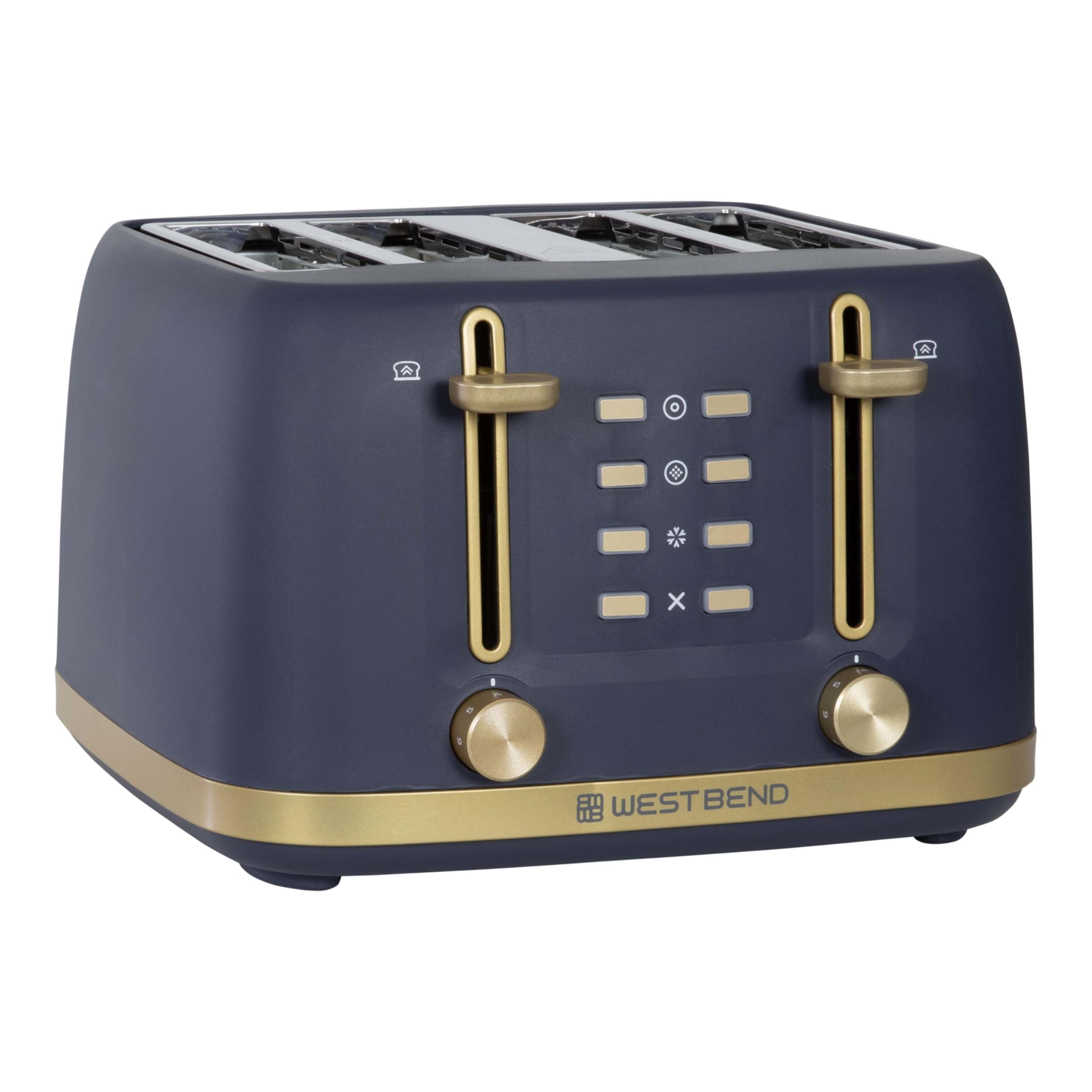 West Bend Timeless 4-Slice Toaster with 7 Browning Levels, Bagel/Waffle/Defrost Settings, High-Lift Lever, Anti-Jam, Easy-Clean Crumb Tray, 4-Slice,