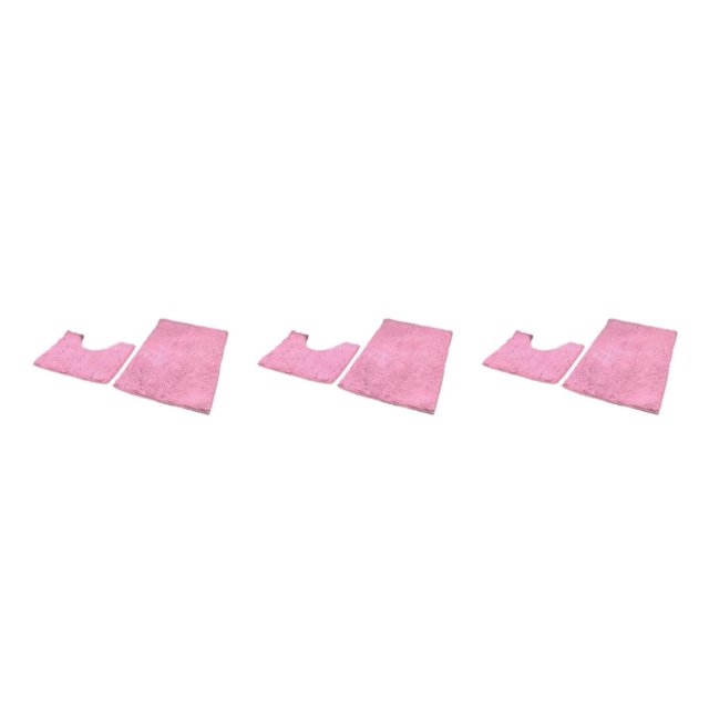 kurtrusly 1/2/3 Polyester Chenille Rug Carpet With Soft Texture Good Stepping Feeling And Strong Grip Prompt Pink 50*80+50*50 3PCS