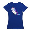 thumbnail image 1 of Poop Unicorn Women's Royal Blue T-shirt, 1 of 1