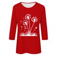 thumbnail image 4 of Plebaso Hauts pour Femmes Manches 3/4 Chemises Décontractées Imprimées Tunique à Col Ras du Cou Hauts Chandails Blouses pour Femmes, 4 of 4
